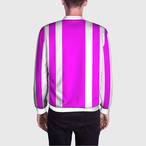 Мужской бомбер Color white pink stripes / 3D-Белый – фото 4