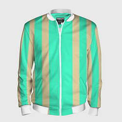 Бомбер мужской Color blue beige stripes, цвет: 3D-белый