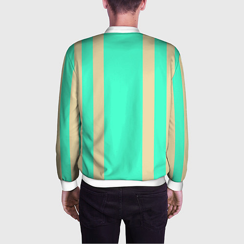 Мужской бомбер Color blue beige stripes / 3D-Белый – фото 4