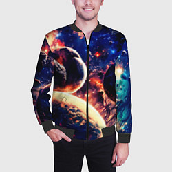 Бомбер мужской Фантастический космос планеты, цвет: 3D-черный — фото 2