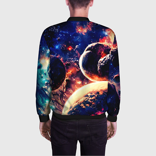 Мужской бомбер Фантастический космос планеты / 3D-Черный – фото 4