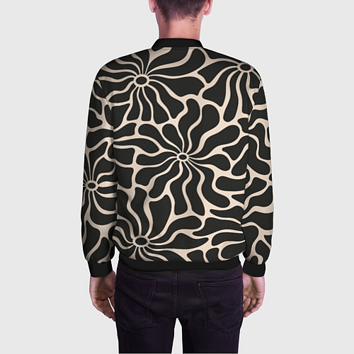 Мужской бомбер Цветы black pattern / 3D-Черный – фото 4