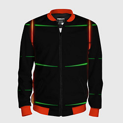 Бомбер мужской Color black green orange stripes, цвет: 3D-красный