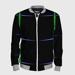 Бомбер мужской Color black green purple stripes, цвет: 3D-меланж