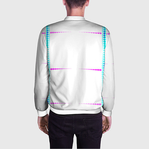 Мужской бомбер Color white blue pink stripes / 3D-Белый – фото 4