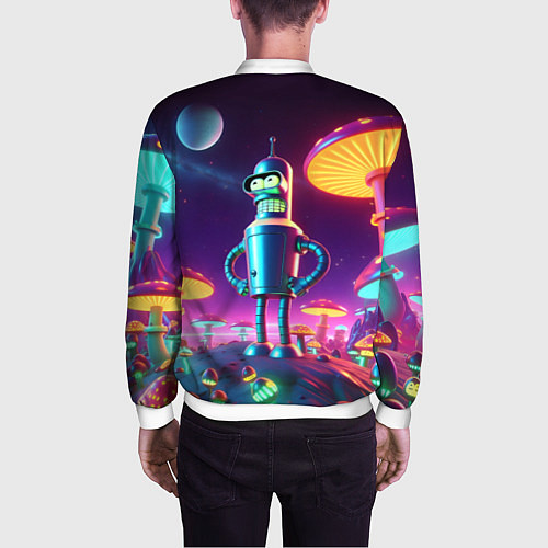 Мужской бомбер Ночёвка Бендера на планете светящихся гигантских г / 3D-Белый – фото 4