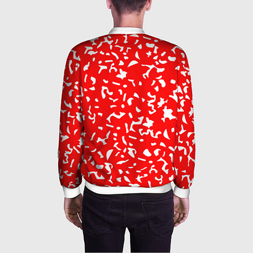 Мужской бомбер Красный яркий камуфляж / 3D-Белый – фото 4