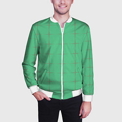 Бомбер мужской Color green stripes, цвет: 3D-белый — фото 2