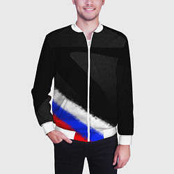 Бомбер мужской Спортивный триколор России, цвет: 3D-белый — фото 2