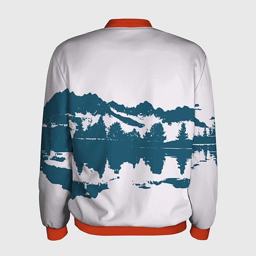 Мужской бомбер Лес и озеро / 3D-Красный – фото 2