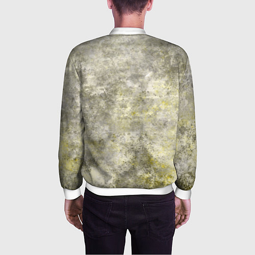 Мужской бомбер Абстракция - yellow acidic liquid / 3D-Белый – фото 4