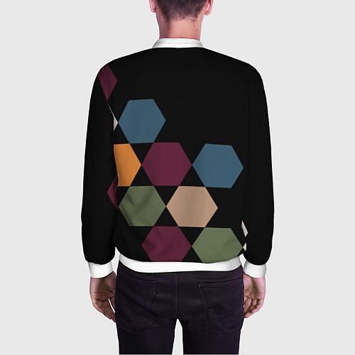 Мужской бомбер Honeycombs autumn colors / 3D-Белый – фото 4