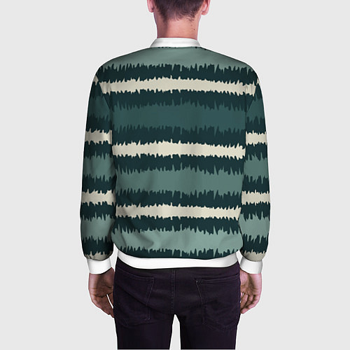 Мужской бомбер Полосы зигзагообразные зеленые / 3D-Белый – фото 4
