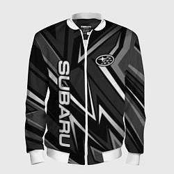 Бомбер мужской Subaru - черный и белый, цвет: 3D-белый