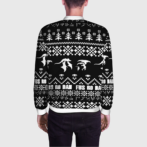 Мужской бомбер Doom x elders scrolls pattern / 3D-Белый – фото 4