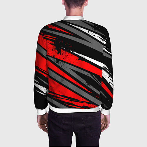 Мужской бомбер Umbrella - red lines / 3D-Белый – фото 4