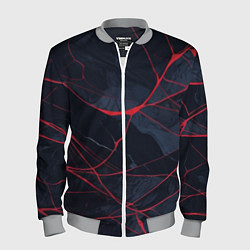 Бомбер мужской Мраморные узоры из переплетений красных линий, цвет: 3D-меланж