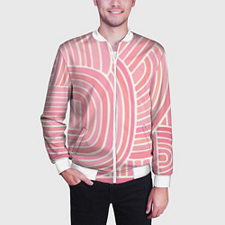 Бомбер мужской Абстрактный узор розовый, цвет: 3D-белый — фото 2