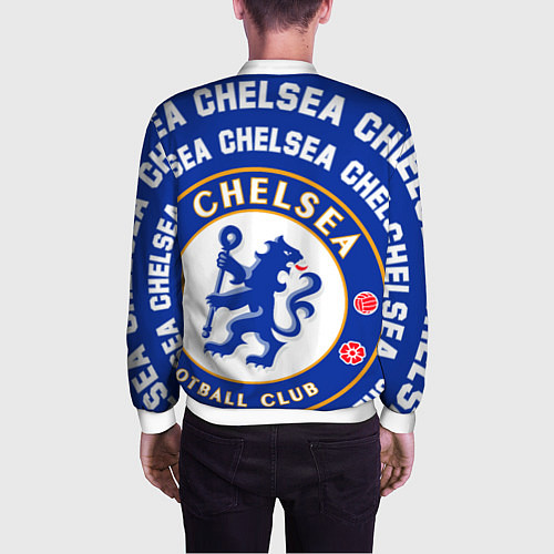 Мужской бомбер Челси надписи по кругу и логотип / 3D-Белый – фото 4