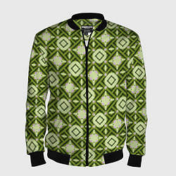 Бомбер мужской Текстура из ромбов зеленая, цвет: 3D-черный