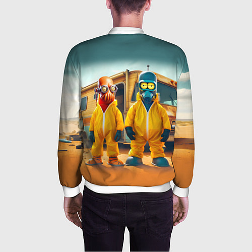Мужской бомбер Zoidberg and Bender - Breaking bad soap opera / 3D-Белый – фото 4