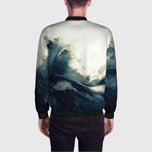 Мужской бомбер Чёрно-синие абстрактные краски / 3D-Черный – фото 4