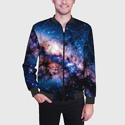 Бомбер мужской Фантастический космос звёзды и туманности, цвет: 3D-черный — фото 2