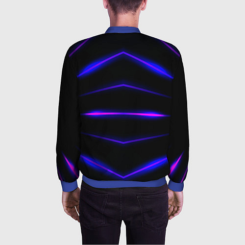 Мужской бомбер Color black neon stripes / 3D-Синий – фото 4