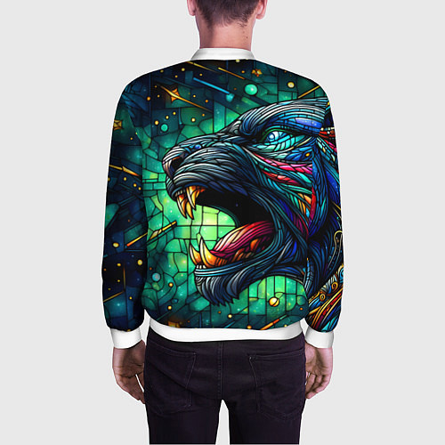 Мужской бомбер Космический оборотень - витраж / 3D-Белый – фото 4