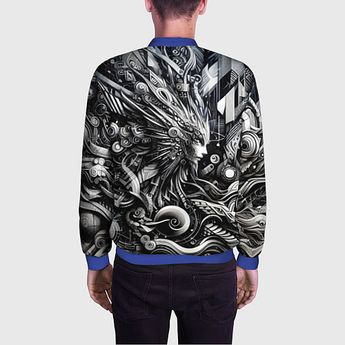 Мужской бомбер Abstraction cyber pattern - ai art fantasy / 3D-Синий – фото 4