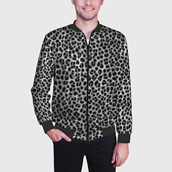 Бомбер мужской Леопардовый серый с чёрными пятнами, цвет: 3D-черный — фото 2