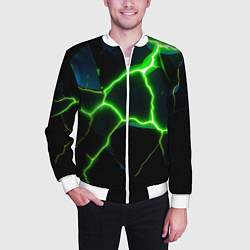 Бомбер мужской Green split, цвет: 3D-белый — фото 2