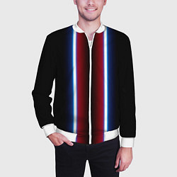 Бомбер мужской Color white blue red neon, цвет: 3D-белый — фото 2