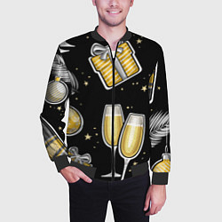 Бомбер мужской Новогодний вайб, цвет: 3D-черный — фото 2