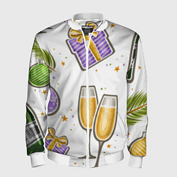 Бомбер мужской Новогодний вайб, цвет: 3D-белый