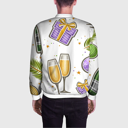 Мужской бомбер Новогодний вайб / 3D-Белый – фото 4