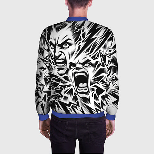 Мужской бомбер Свирепые лица и молнии - нейроарт / 3D-Синий – фото 4