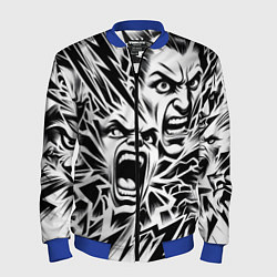 Мужской бомбер Свирепые лица и молнии - нейроарт