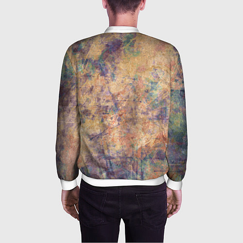 Мужской бомбер Абстракция - pink marble with blue flecks / 3D-Белый – фото 4