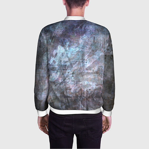 Мужской бомбер Абстракция - gray-blue hurricane / 3D-Белый – фото 4