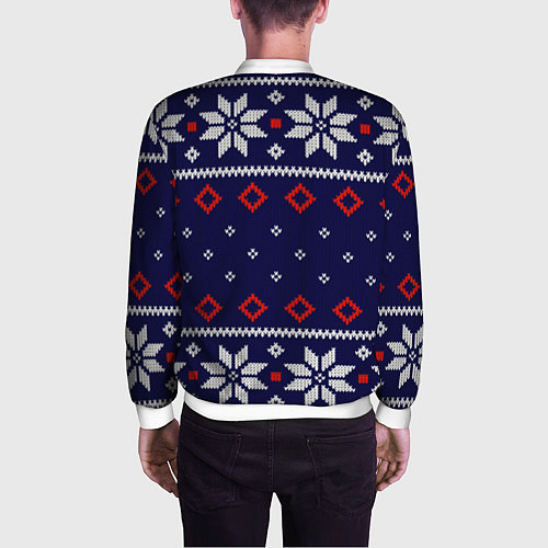 Мужской бомбер Вязаный новогодний узор / 3D-Белый – фото 4