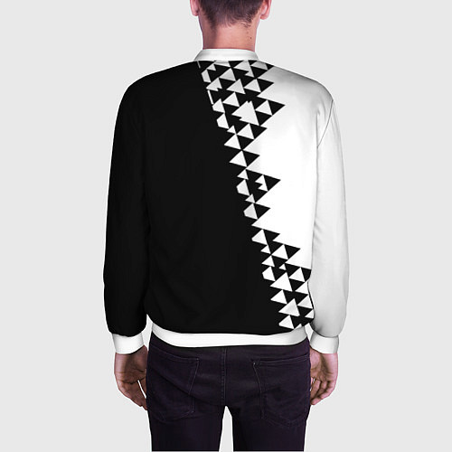 Мужской бомбер Juventus черно белая геометрия текстура / 3D-Белый – фото 4