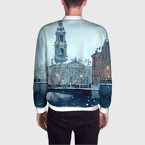 Мужской бомбер Зимний Питер / 3D-Белый – фото 4