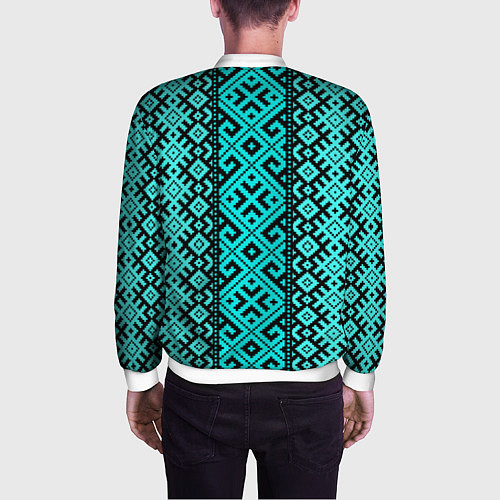 Мужской бомбер Орнамент славянский / 3D-Белый – фото 4