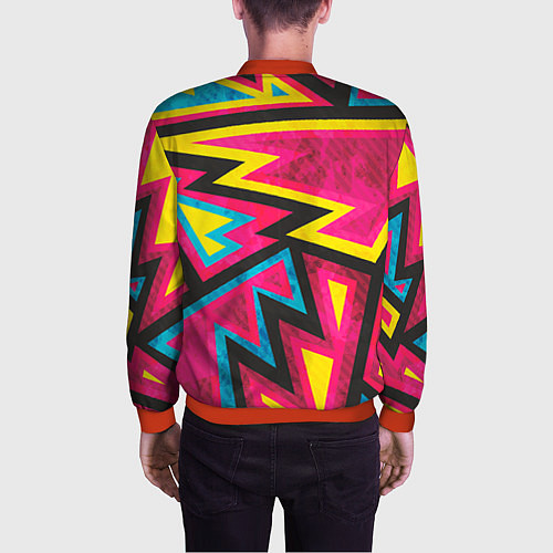 Мужской бомбер Геометрия / 3D-Красный – фото 4