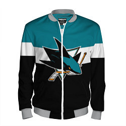 Бомбер мужской San Jose Sharks, цвет: 3D-меланж