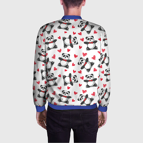 Мужской бомбер Любимые панды / 3D-Синий – фото 4