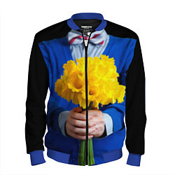 Бомбер мужской Цветы в руках, цвет: 3D-синий