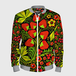 Бомбер мужской Хохлома: земляника, цвет: 3D-меланж