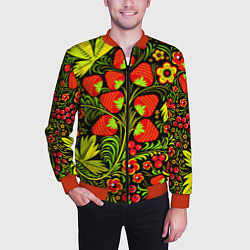 Бомбер мужской Хохлома: земляника, цвет: 3D-красный — фото 2